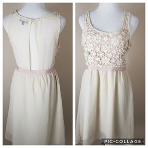 American Eagle boho chiffon & lace dress cream M